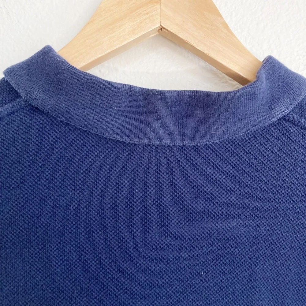 Vintage Polo Ralph Lauren Rugby Polo Shirt Mens L Blue Stripe Cotton Pique